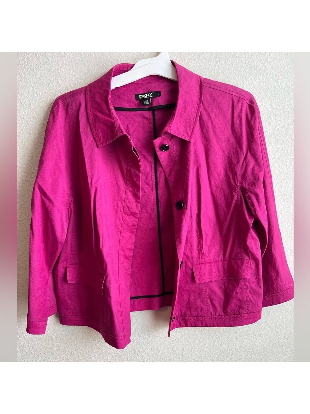 DKNY Fuchsia Pink Button-Front Jacket - Picture 2 of 7